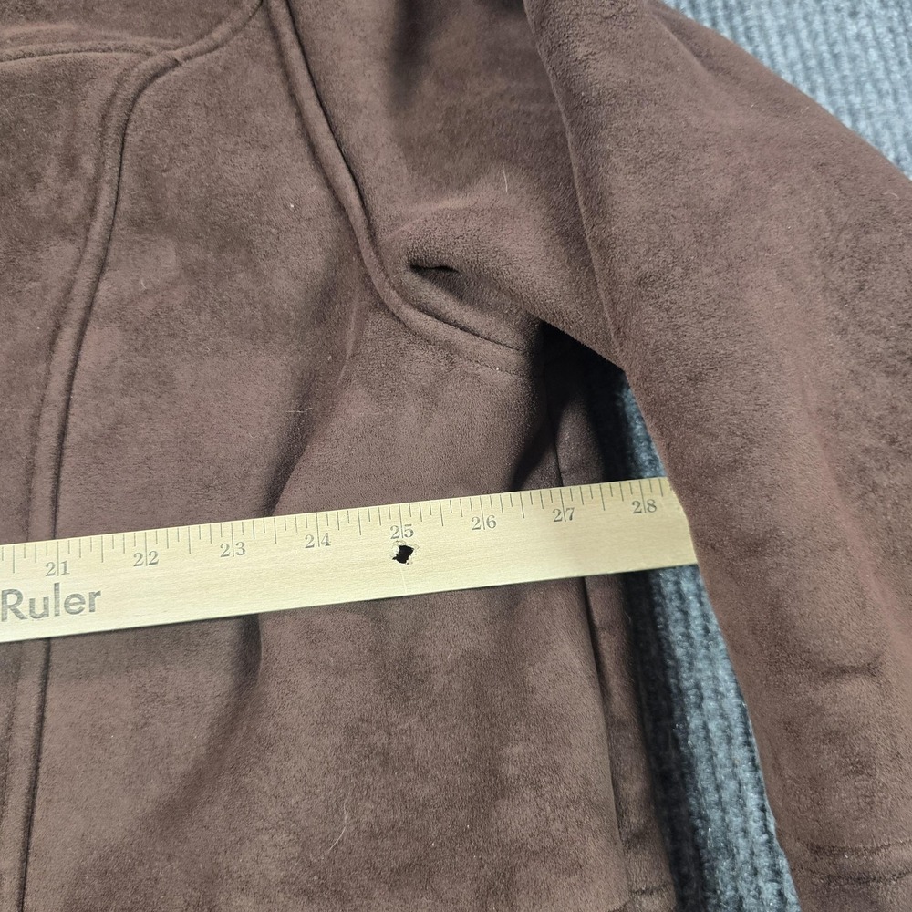 Lauren Ralph Lauren Coat Womens 3X Brown Faux Suede Sherpa Lined Button Front - Picture 14 of 15